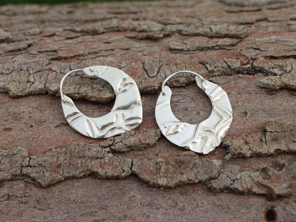 'Branch Out' Pointed Hoop Earrings - Sculptural Bud & Branch Hoops