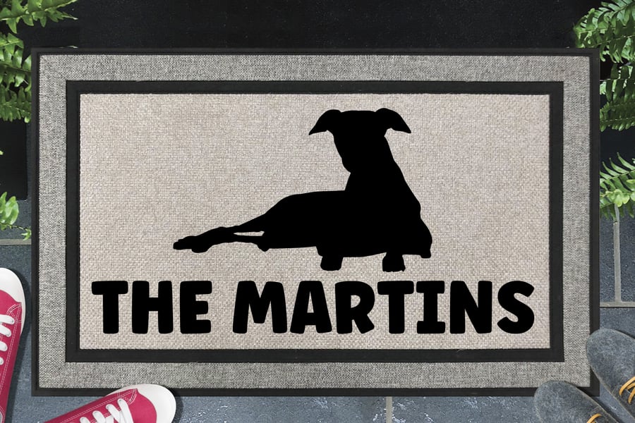 Whippet Dog Door Mat No.3 - Personalised Whippet All Weather Doormat - 45x70cm 