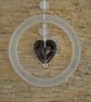 Glass ring pendant with black patterned heart - Image 4