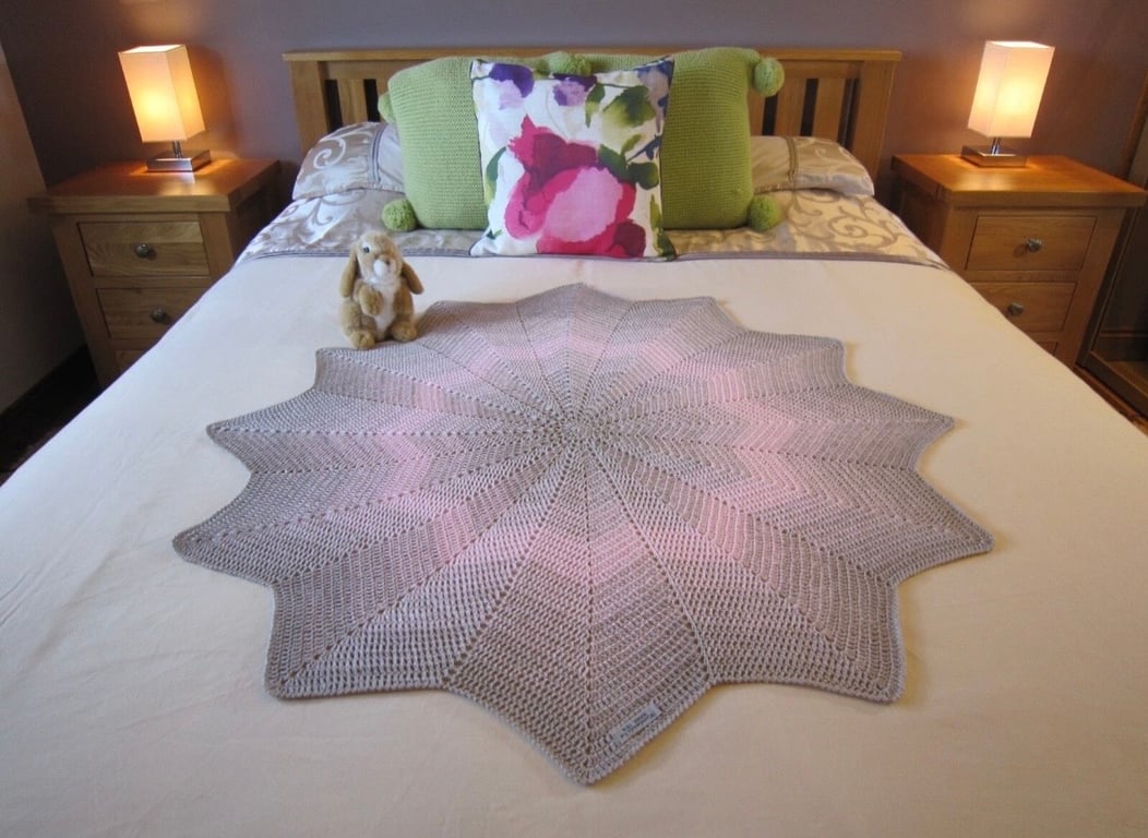 Pink and Taupe Baby Blanket, Star Shape, Newborn Gift, Keepsake Blanket