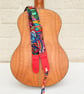 1 inch wide EXTRA LONG Bright Print Ukulele Strap  - Image 1