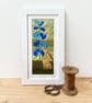 Hare and Bluebell flower embroidered framed collage. 