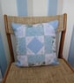 Blue patchwork cushion cover. 37x37 cm. Lined. Wrapover back.  - Image 2