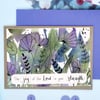 Floral Joy Greeting Card - Calm Blues - Any Occasion
