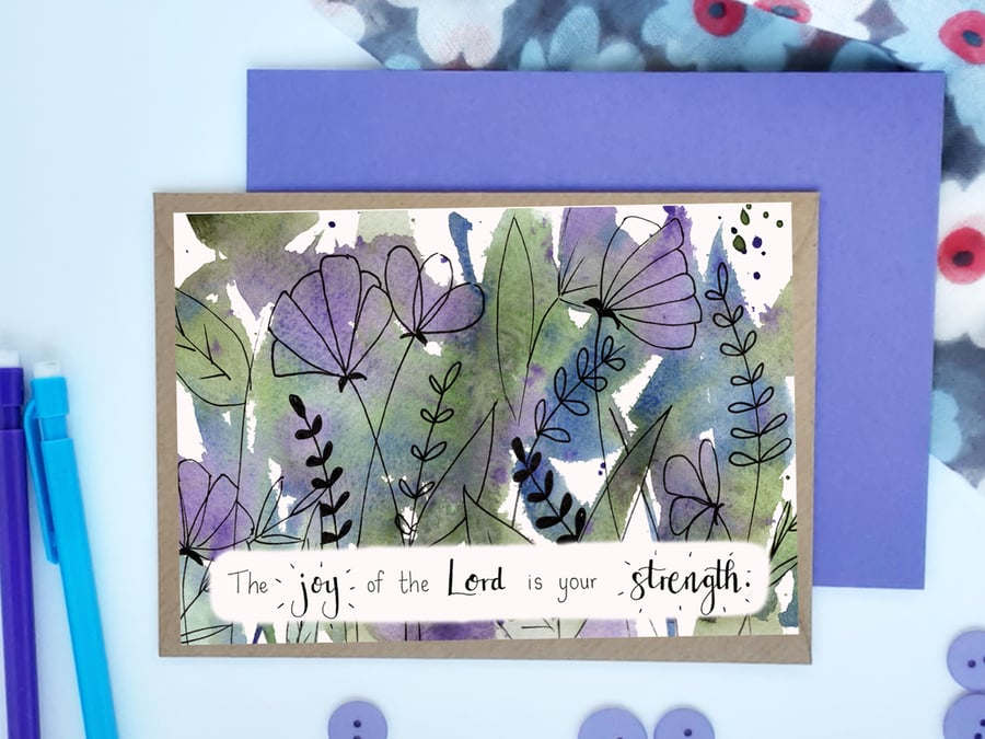 Floral Joy Greeting Card - Calm Blues - Any Occasion