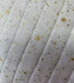 White and Gold Fabric Quilted Makeup Bag - Image 3
