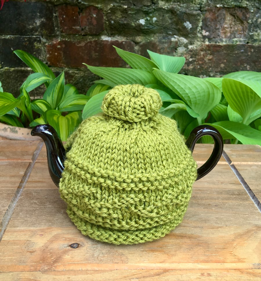 Small Lime Green Teapot Cosy, One Cup Roll Neck Tea Cozy