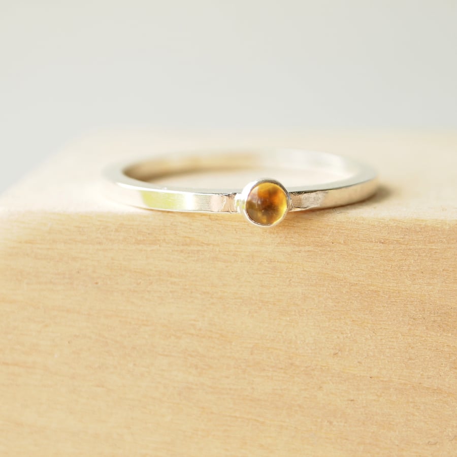 Citrine Silver Ring, November Birthstone Ring 