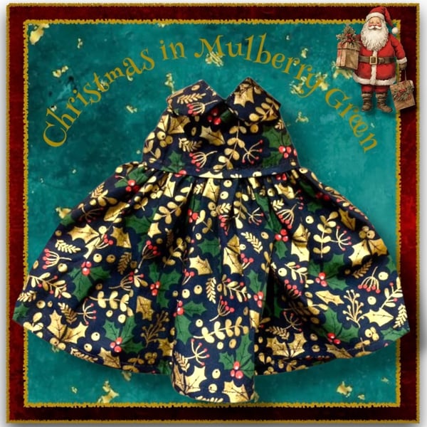 Golden Holly Christmas Dress 