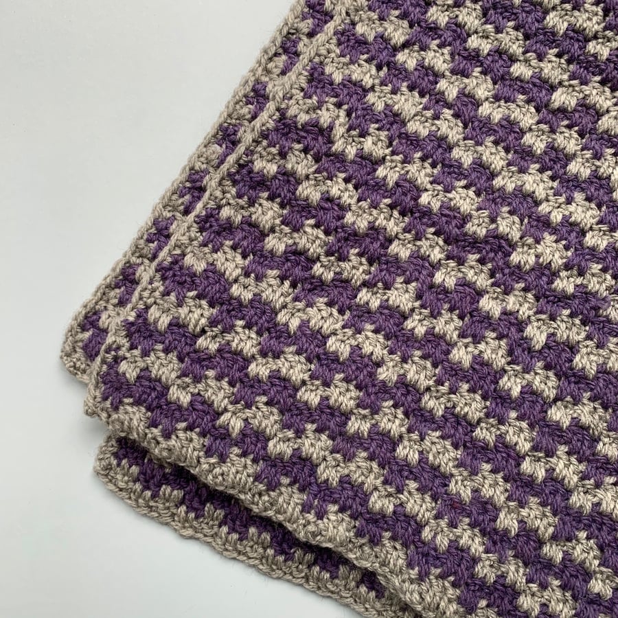 Crochet Baby Blanket - Purple and Grey Stripes