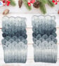 Crochet gloves. Grey and white dragon scale gloves. Fingerless gloves. - Image 9