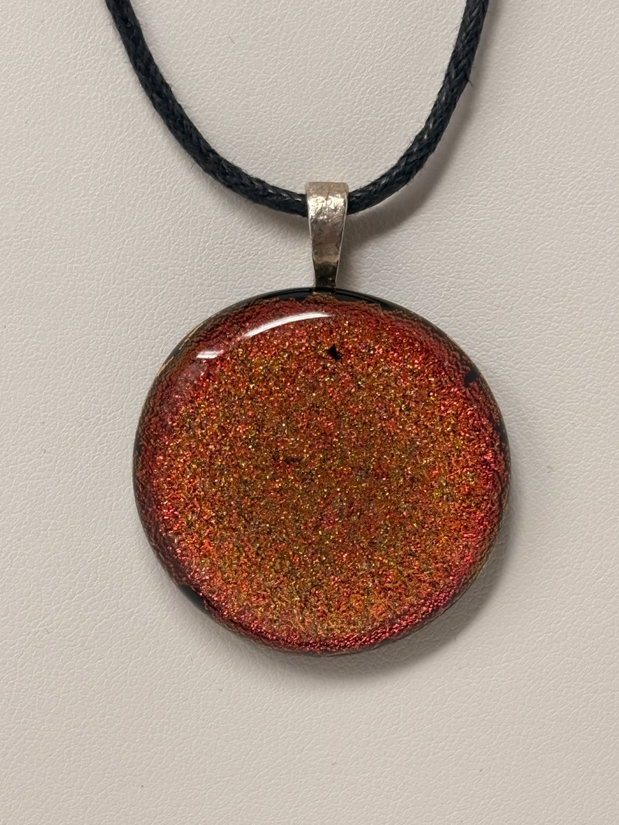 'Sunshine'  Dichroic Fused Glass Round Pendant