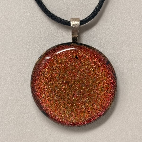 'Sunshine'  Dichroic Fused Glass Round Pendant
