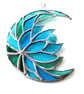 Lotus Moon Stained Glass Turquoise Flower Suncatcher 