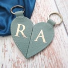 Leather Heart Key Ring, Personalised Heart Key Ring, Bespoke Heart Key Ring