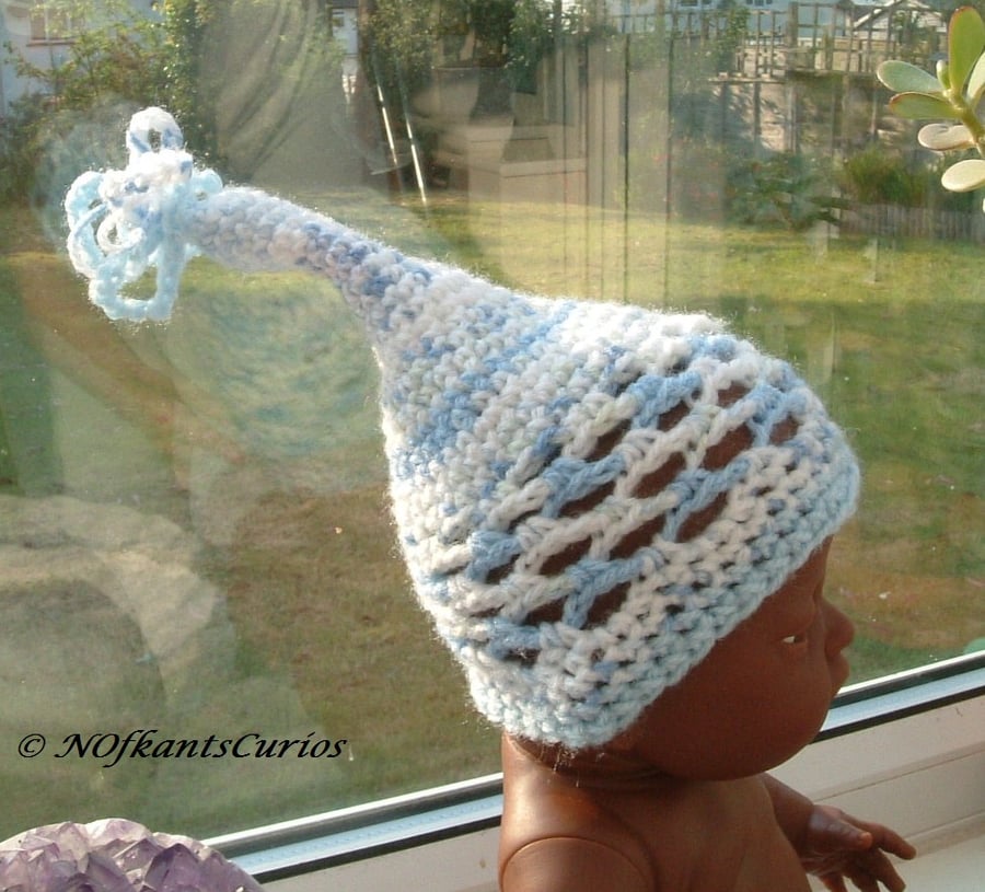 Premature Newborn Funky Smurf!  Crocheted Fantasy Hat for a Newborn Baby!