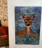 Little Reindeer In The Woods Christmas Art Card - Image 2