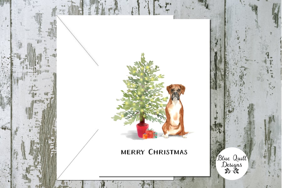 Boxer Dog Folded Christmas Cards - pack of 6 - personalised