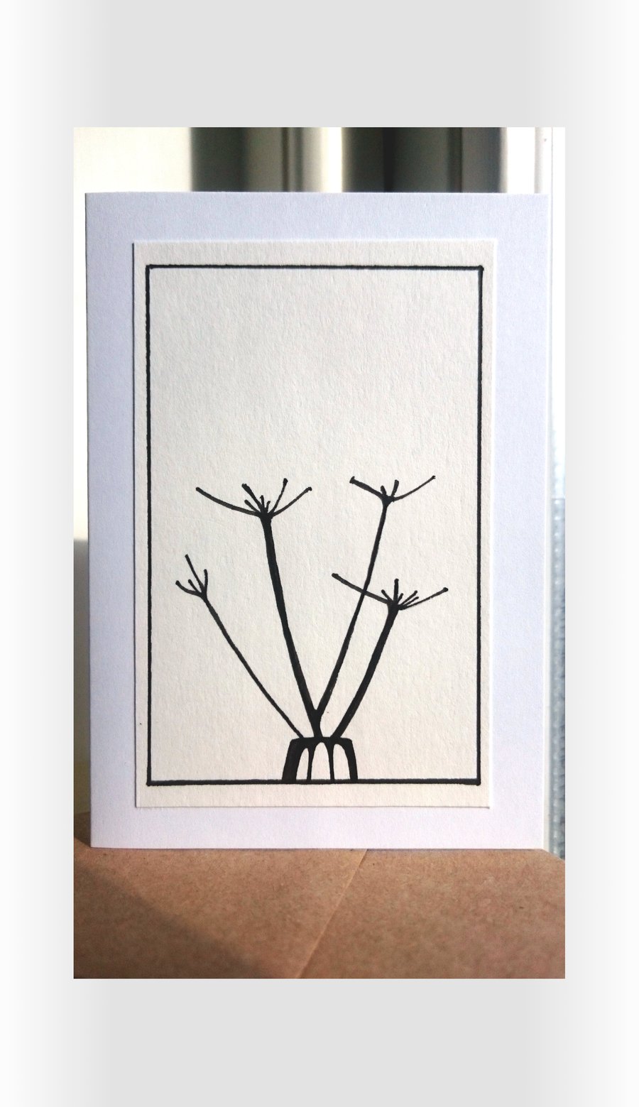 Hand drawn hogweed wildflower mini A7 greetings card