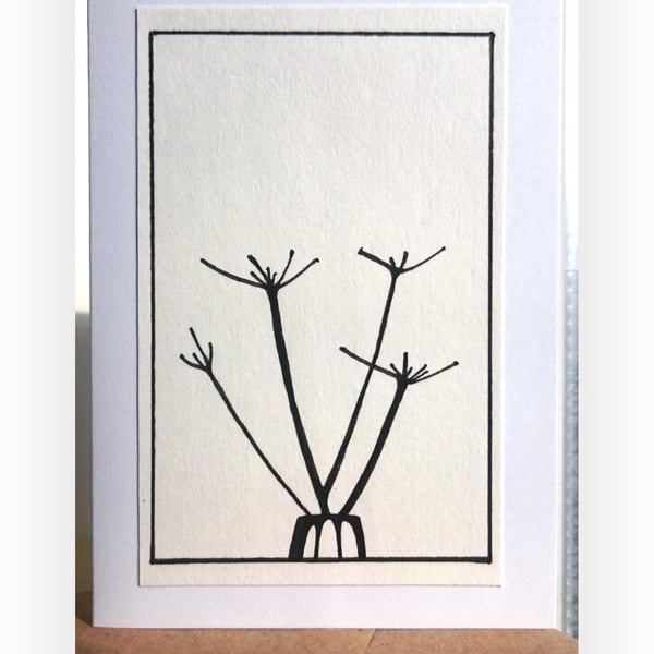 Hand drawn hogweed wildflower mini A7 greetings card