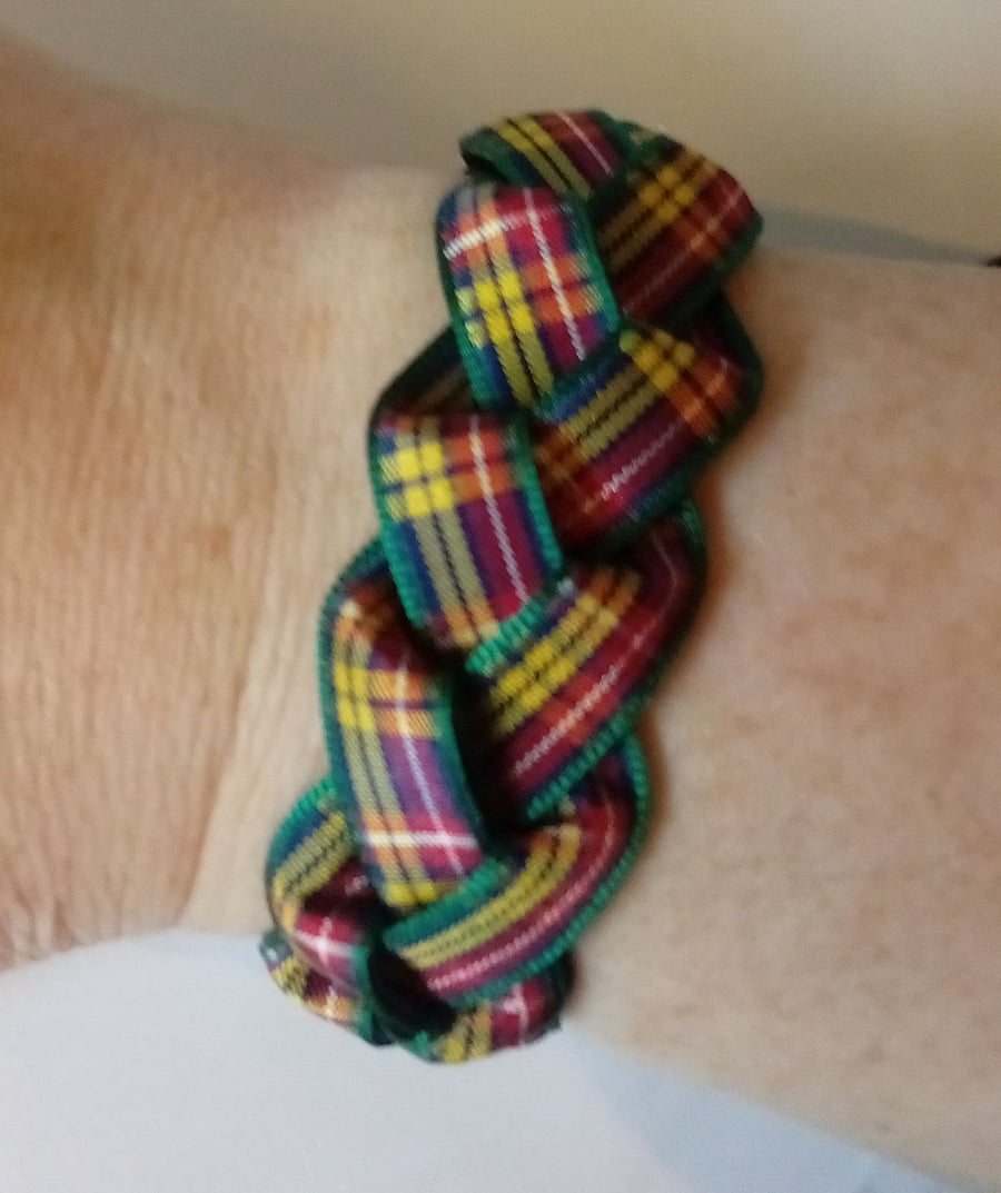 Braided cuff bracelet in a choice of Scottish tartans