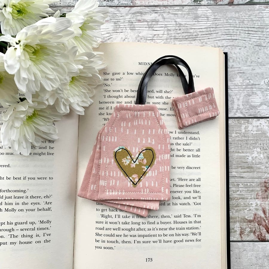 Pink tea bag bookmark