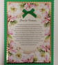 Handmade Christmas Card Home for Christmas Poem Hellebore Flowers - Image 1