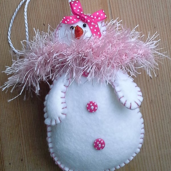 Felt Snow woman in pink