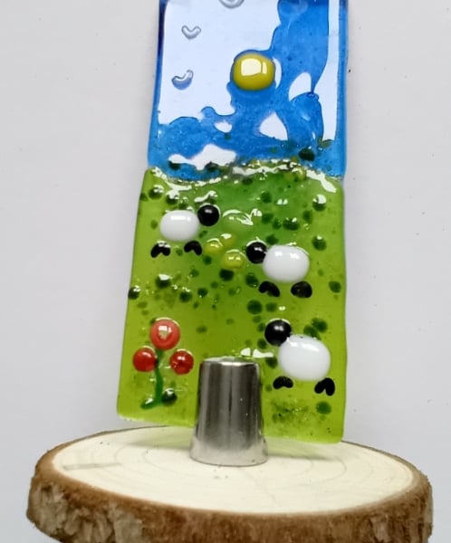Fused glass  Sheepy Worry Poppet