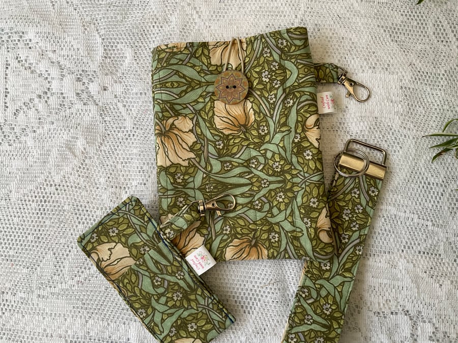 William Morris “Pimpernel” Phone Cover,Wristlet or Key Fob Chapstick Holder