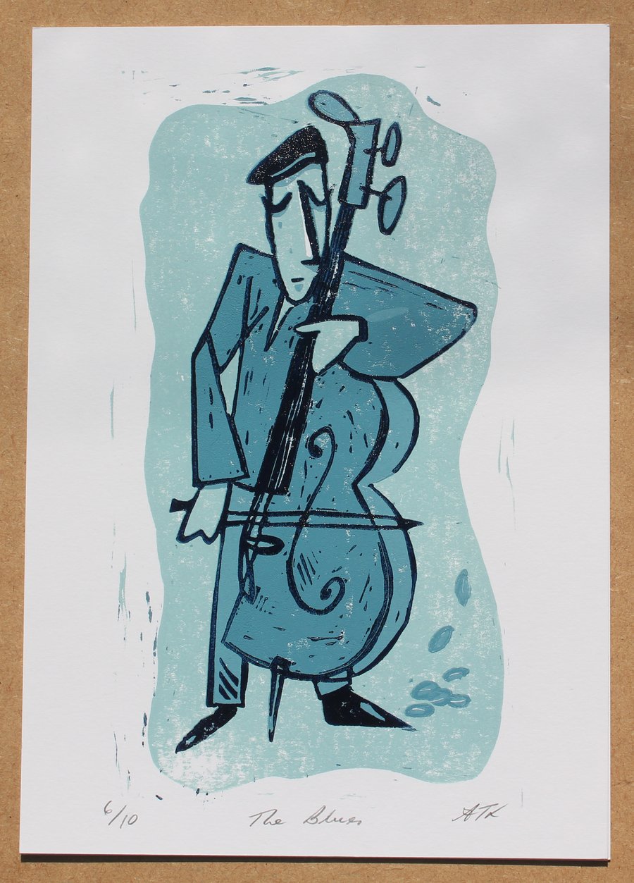 The Blues Lino Print 