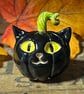Kitkin small ceramic cat pumpkin decoration