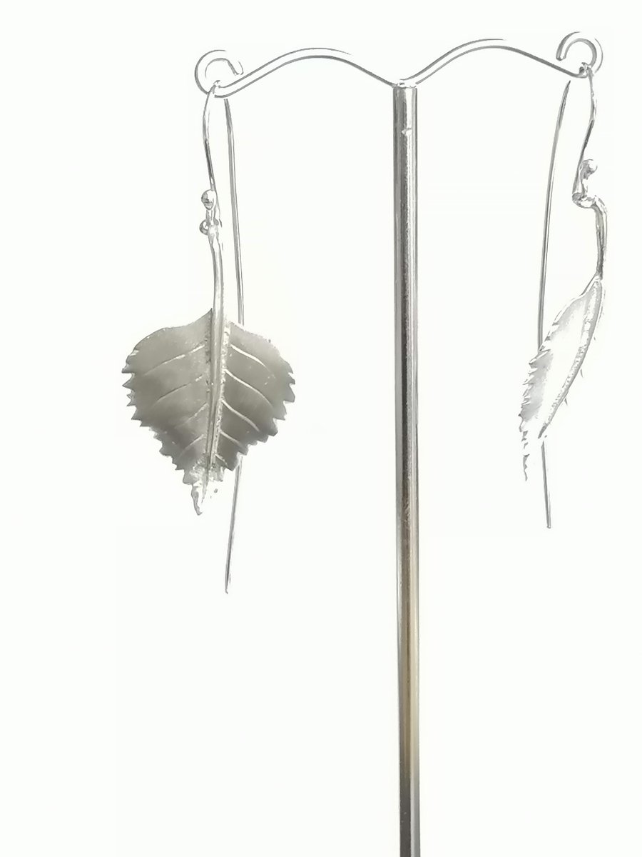 Leaf drop earrings hand made from Sterling Silver