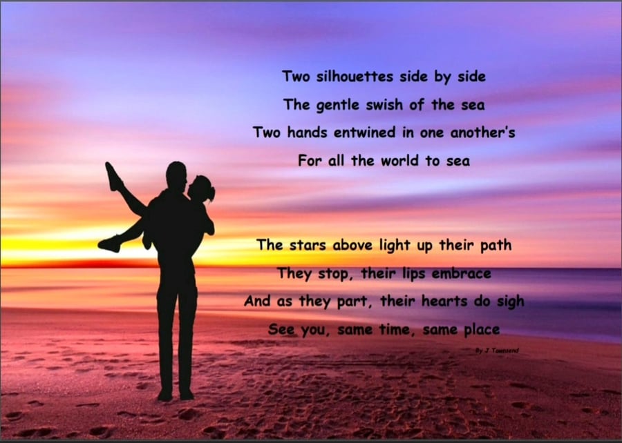 Silhouettes - An original poem about love - Wall Art