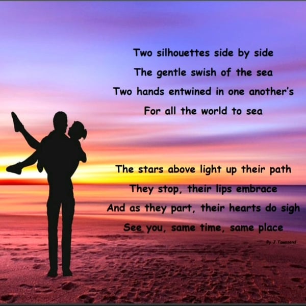 Silhouettes - An original poem about love - Wall Art