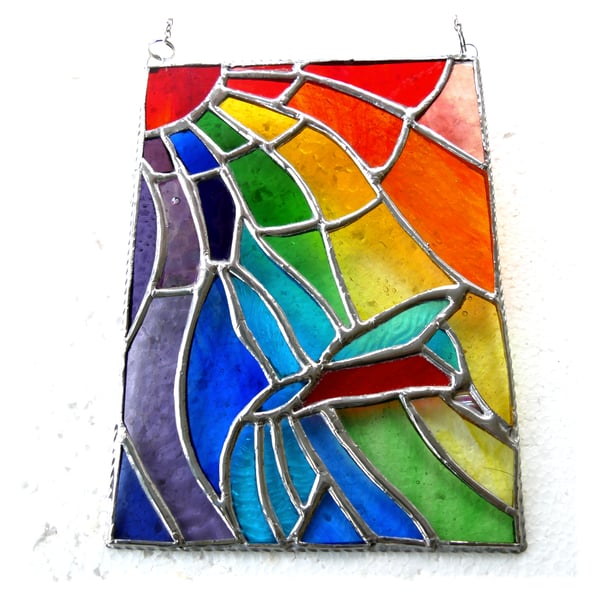 Kingfisher Rainbow Panel Stained Glass Suncatcher 020