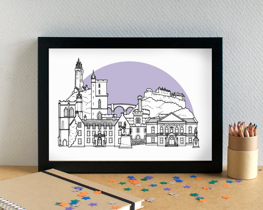 Stirling Landmarks Skyline Art Print