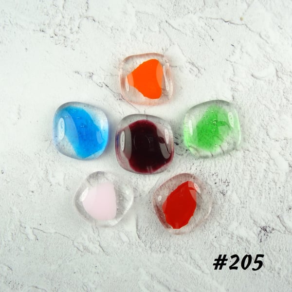 Bag of mixed colours art glass cabochons, for jewellery making, crafting (205)