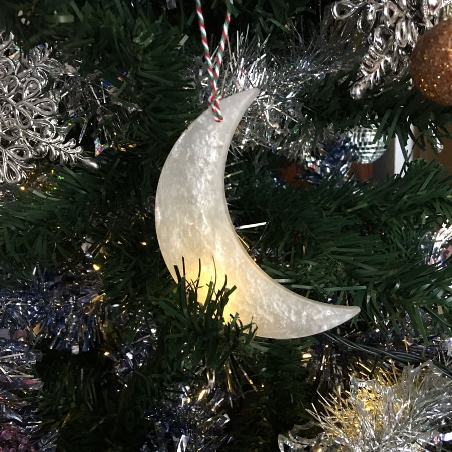 Crescent moon large hanging decoration.
