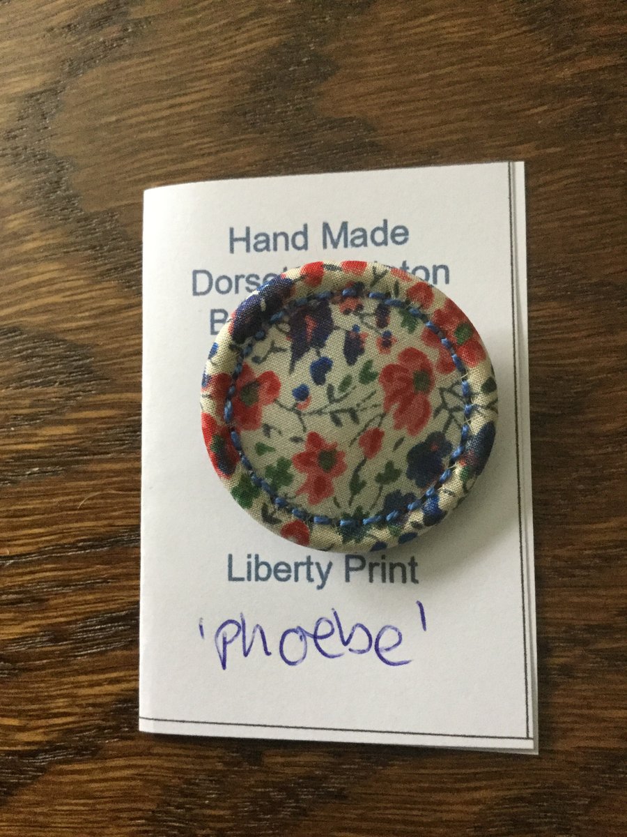 Liberty Print Dorset Singleton Button Brooch, ‘Phoebe’, Blue
