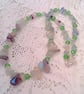 Fluorite Gemstone Chip Bead and Green Crystal Necklace, Gift for Her, Gemstones - Image 1