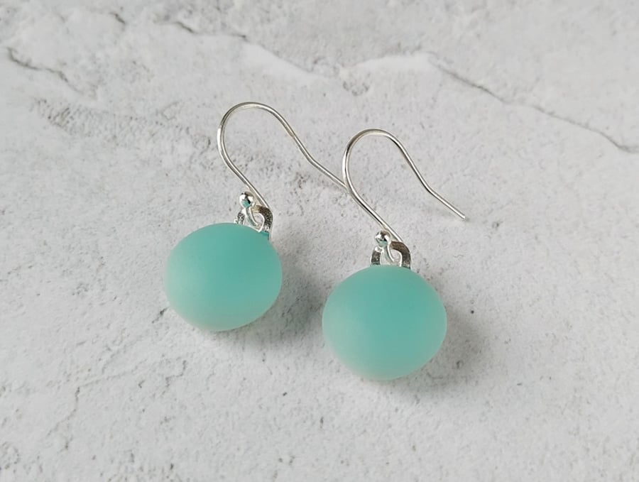 Seafoam matt glass drop earrings