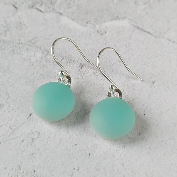 Seafoam matt glass drop earrings