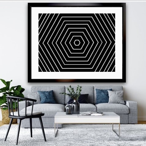HEXAGONS IN BLACK AND WHITE