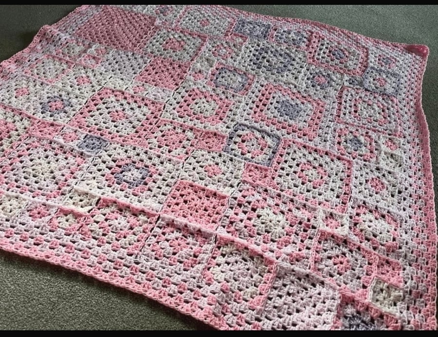 Pink crochet blanket 