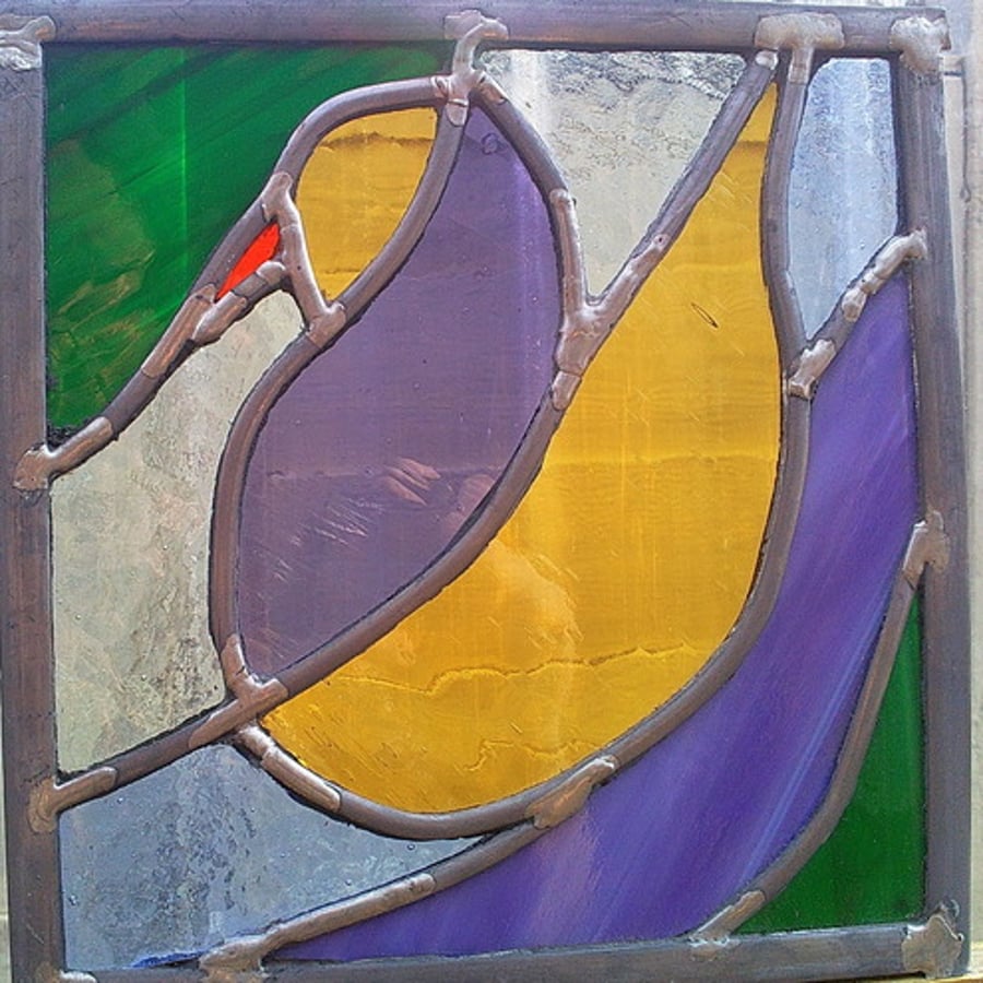 Little Bird Stained Glass Panel