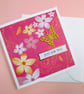 Fuchsia pink floral plumeria butterfly card for any occasion  - Image 3