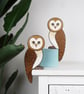 Barn owl door topper, hand painted wooden bird wall art, forest theme decor. - Image 4