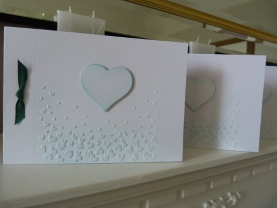 Pack of 3 Blank Green Heart Cards