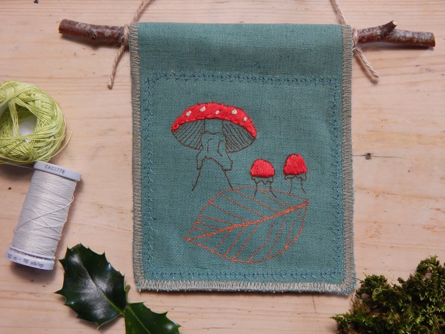 Fly Agaric- Dark green hanger on a piece of Beech